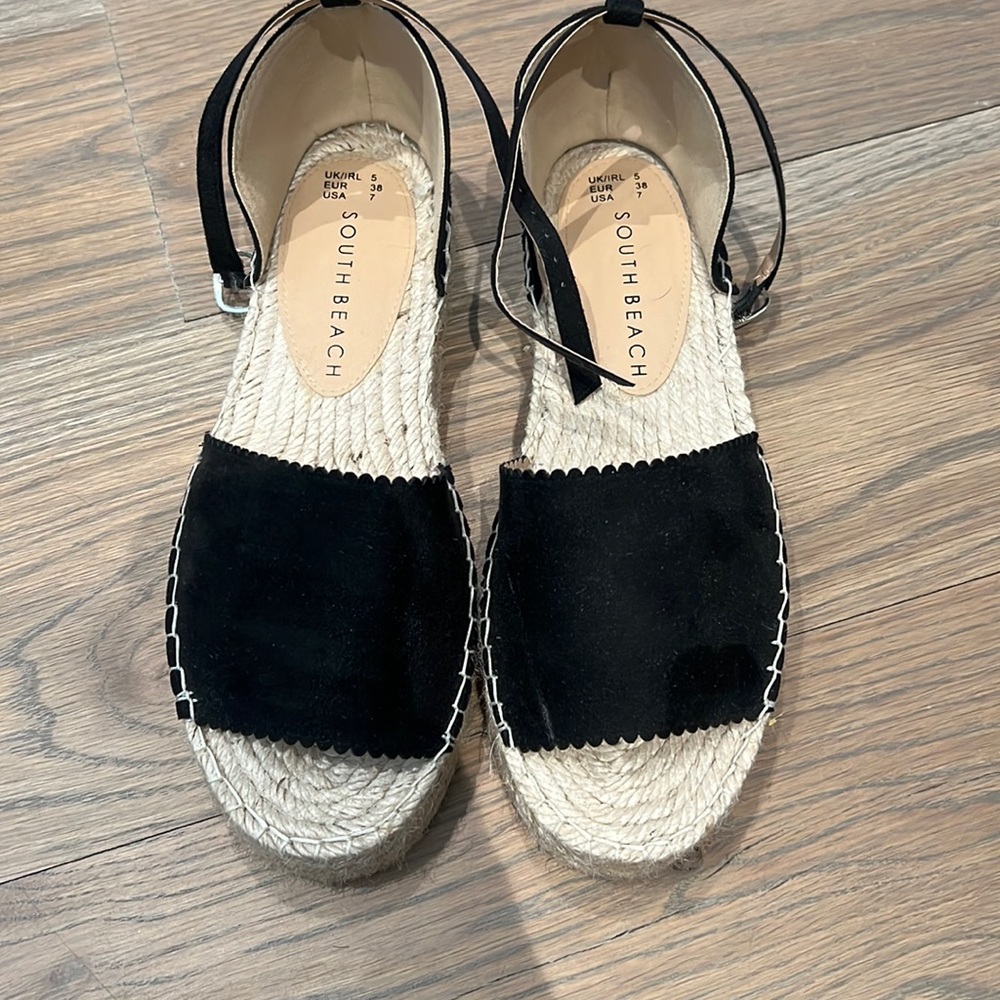 Black suede espadrilles